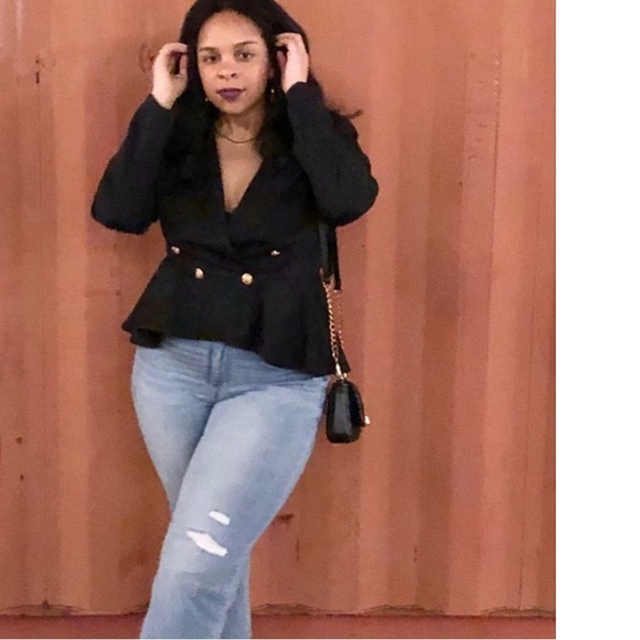 Classic Black Peplum Blazer M - Picture 2 of 3